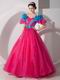 Fuchsia Organza Floor-length Quinceanera Prom Gown