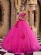 Trimed A-line Skirt Fuchsia Quinceanera Dress For 2014 Wear