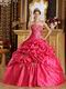 Embroidered Pick-ups Deep Rose Pink Quinceanera Gown Cheap