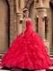 Deep Pink Cascade Skirt Coming-of-age Ceremony Girls Dress