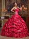 Strapless Coral Red Quinceanera Gown Online Shopping