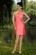 Halter Column Pink Graduation Dress For Cheap
