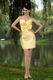 Discount Yellow Stain Graduation Dress With Bowknot Design