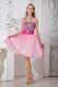 Strapless Crystals Pink Organza Graduation Dress For Sale