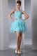 Cute One Shoulder Cascade Skirt Aqua Graduation Dress