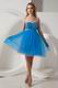 Sweetheart Beaded Blue Graduation Dress For Sale