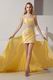 Sexy Deatachable Panel Train Girls Graduation Dress In Yellow