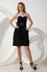 Black Chiffon Graduation Dress With Feather Decorate