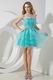 Simple Strapless Layers Turquoise Organza Graduation Dress