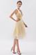 Halter Ruched A-line Daffodil Short Dress For Party