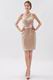 Champagne Mini Graduation Dress With Pink Flower