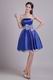 Strapless Blue Graduation Girl Dress With Bowknot Emberllish