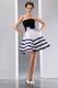 Black Stripe White Organza Join Graduation Party Dress