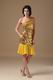 One Shoulder Golden Flaring Sequin Fabric Dress To Cocktail