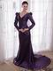 Dark Purple Long Sleeves Mother Dress For Wedding Party