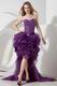 Grape Organza Sweetheart Beading High Low Short Prom Dress