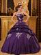 Sweetheart Purple Puffy Quinceanera Dress With Applique