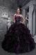 Ruffled Skirt Grap And Black Puffy Quinceanera Dress For Sale