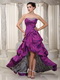 Violet Short Front Long Train Taffeta Prom Dress With Zebra Inside Short and Long Skirt