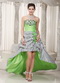 Spring Green Strapless High-low Taffeta Prom Dress Not Expensive Short and Long Skirt