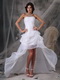 Strapless High-low Style Organza Prom Dress Pure White Short and Long Skirt
