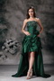 Beaded Green Strapless High-low Style Prom Dress Stylish Short and Long Skirt
