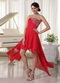 Crimson Chiffon High-low Homcoming Dress For Young Girl Short and Long Skirt