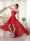 Sweetheart Red Chiffon High-low Unique Style For Girls Wear Short and Long Skirt