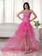 Pink High-low Style Short Before Long Back Prom Dress 2014 Short and Long Skirt