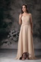 Champagne Spaghetti Straps V Neckline High Low Prom Dress Short and Long Skirt