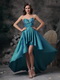 Teal Sweetheart High-low Taffeta Unique Prom Dress Short and Long Skirt