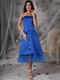 Strapless Tea-length Royal Blue Homecoming Dress With Belt Summer