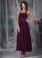 Halter Ankle-length Burgundy Chiffon Dress For Homecoming Summer