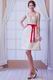 Square Champagne Homecoming Dress With Bowknot Design