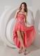 2014 Top Designer Watermelon Sequin High-low Prom Dress