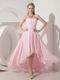 Baby Pink Strapless High-low Prom Dress With Beading