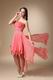 Watermelon Chiffon Asymmetrical Cascade Skirt Occasion Dress