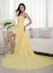 Popular Designer Pale Goldenrod High-low Prom Dress Chiffon