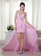 High-low Unique Design One Shoulder Pink Prom Dress