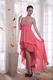 Watermelon Straps High-low Chiffon Beaded Prom Dress