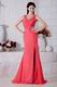 Noble Straps Criss-Cross Ruched Watermelon Prom Dress With Split