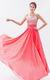 Princess Straps Coral Red Chiffon Prom Dress With Beading