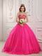 Hot Pink Sweetheart Beaded Quinceanera Gown Princess Wear