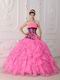 Sweet Strapless Hot Pink Cascade Skirt Best Quinceanera Dress