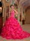 Spaghetti Straps Hot Pink 2013 Embroidery Quinceanera Dress