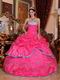 Hot Pink Strapless 2013 Girl Quinceanera Dress With Embroidery