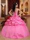 Hot Pink Strapless Bubble Custom Made Quinceanera Dress