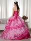 Deep Pink Floor Length Military Quinceanera Ball Gown