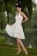 V-Neck Ivory Chiffon Skirt Graduation Short Dress