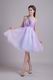 Lilac V-neck Knee-length Organza Cocktail Party Dress